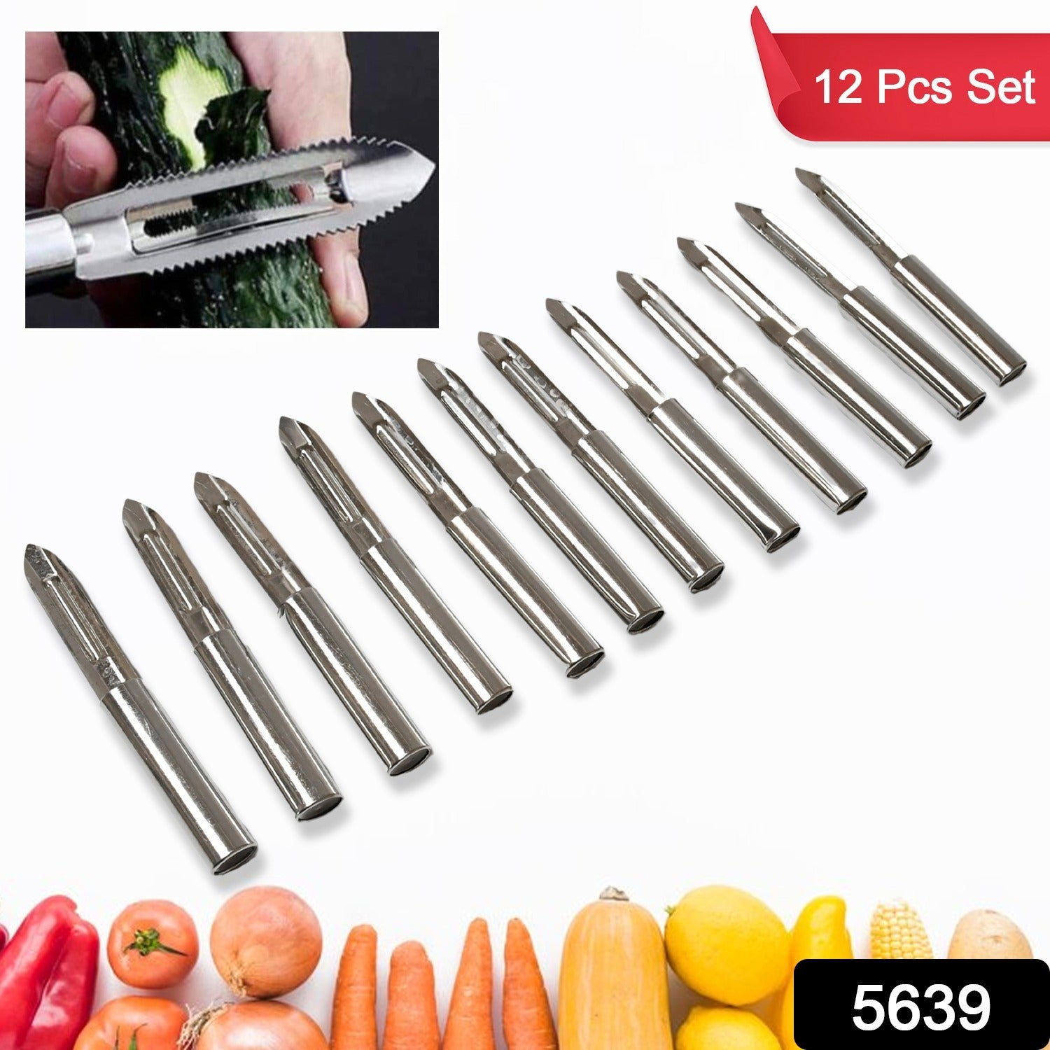 Stainless Steel Peeler Set – Multi-Purpose Handle for Peeling & Shredding (12 Pcs Set) Stainless Steel Peeler Set – Multi-Purpose Handle for Peeling & Shredding (12 Pcs Set)